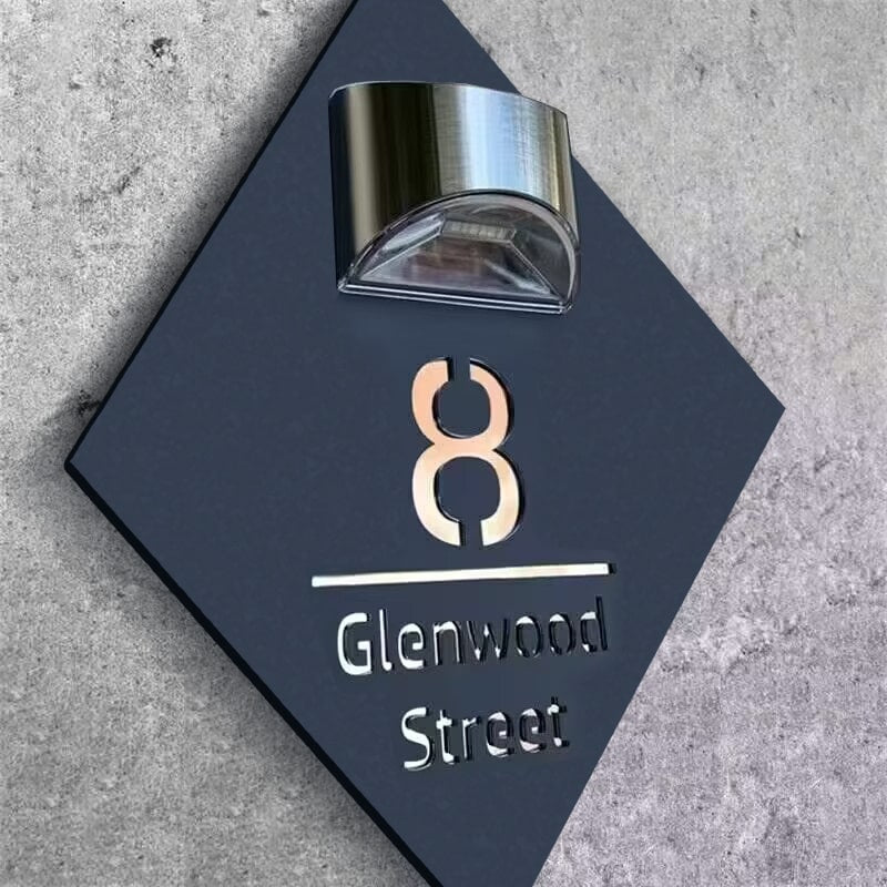 Personalized Diamond-Shaped Solar Address Plaque
