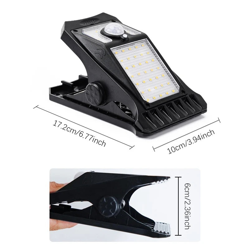 SolarClip Light – USB & Solar Powered Clip-On Lamp for Outdoor Use