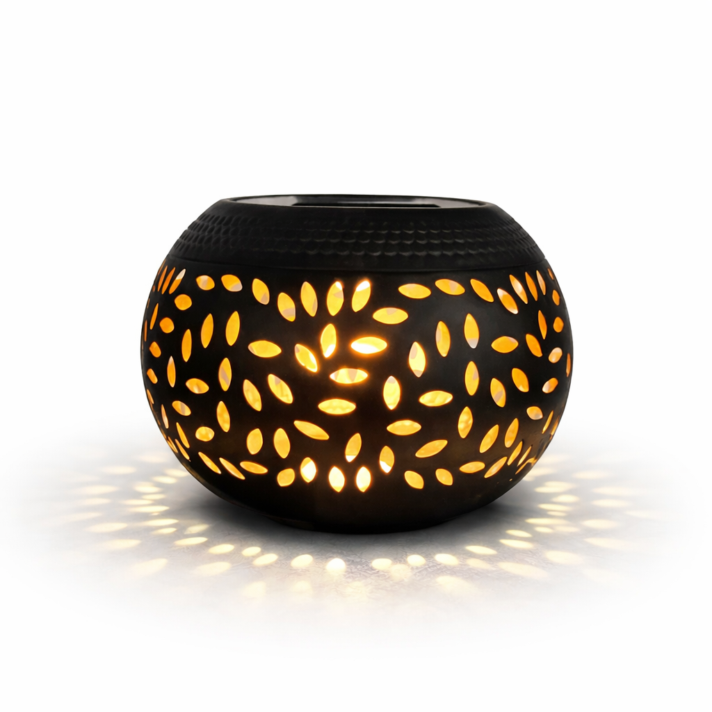 GlowMosaic – Solar Patterned Garden Lamp