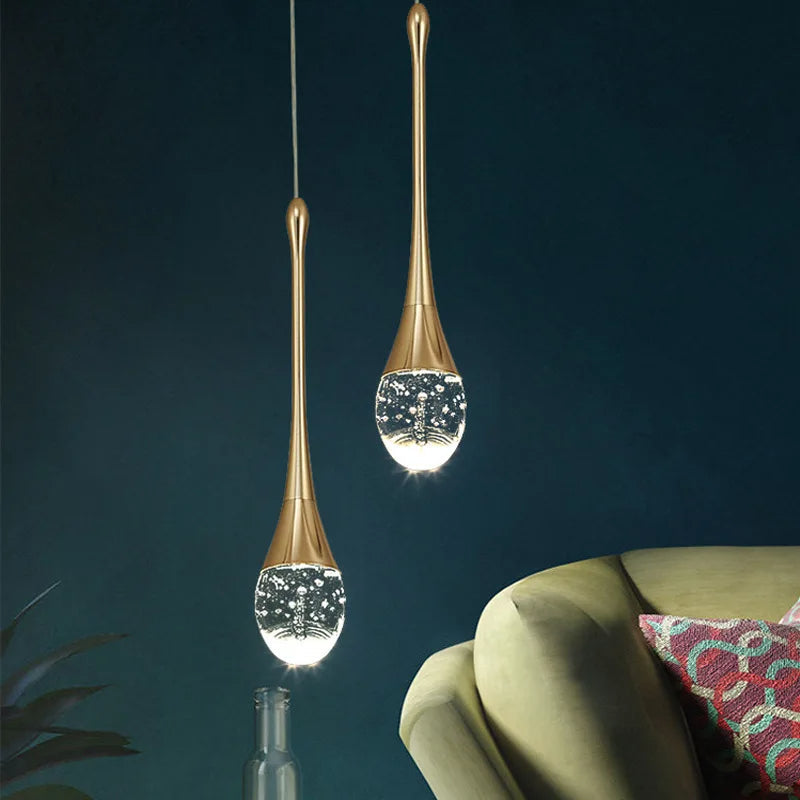 GoldenBubble – Elegant LED Pendant Light with Crystal Effect