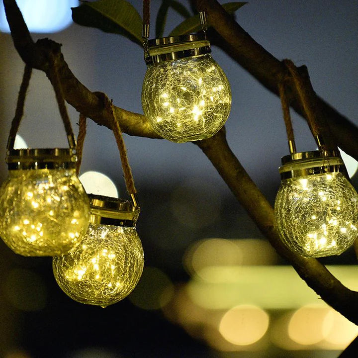 CrackGlow – Solar Crackle Glass Hanging Light for Garden & Outdoor Decor