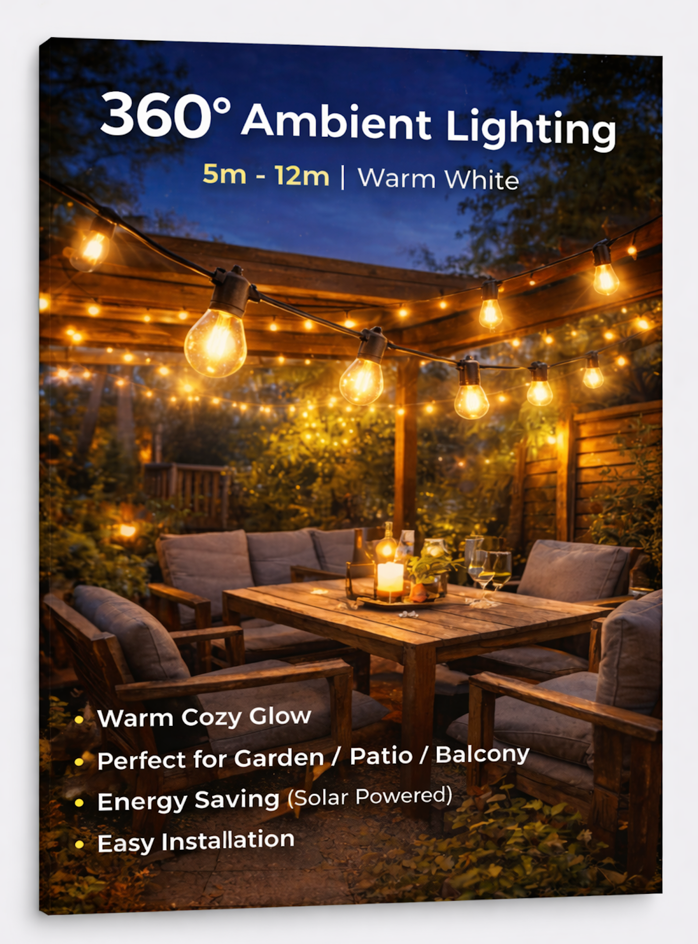 SolarFest™ – 5m–12m Outdoor LED Festoon String Lights