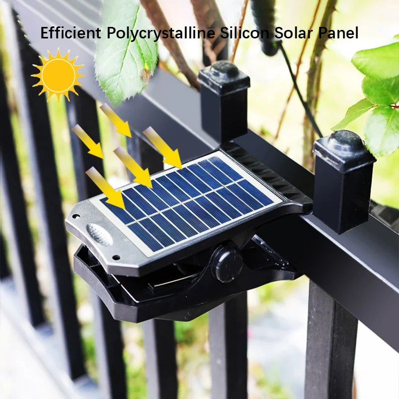SolarClip Light – USB & Solar Powered Clip-On Lamp for Outdoor Use