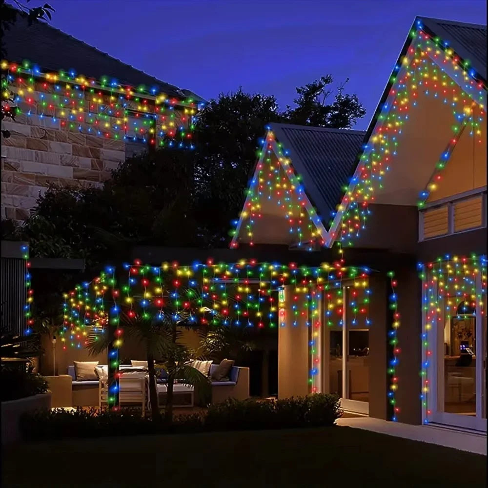 LumiCascade – Solar Curtain Lights 96 LEDs for Outdoor Decor