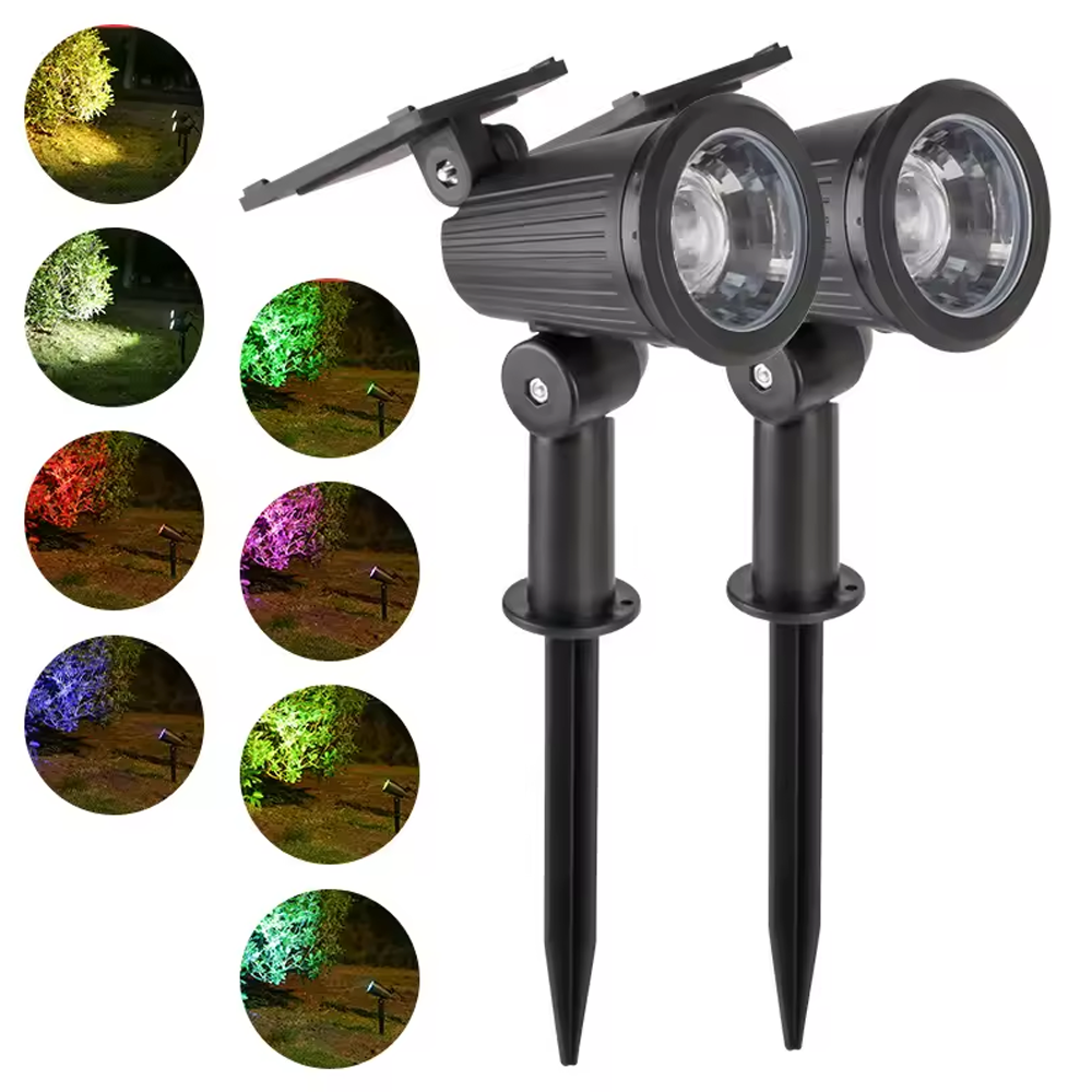 Set of 3 Solar Spike Lights – Black Glow